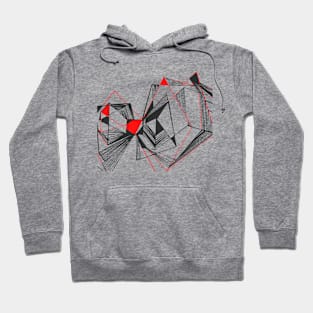 Geometric black red triangle linear Hoodie